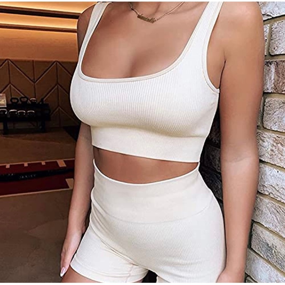 Seamless Ribbed High-Waist Lounge Set - Picture 2 of 3